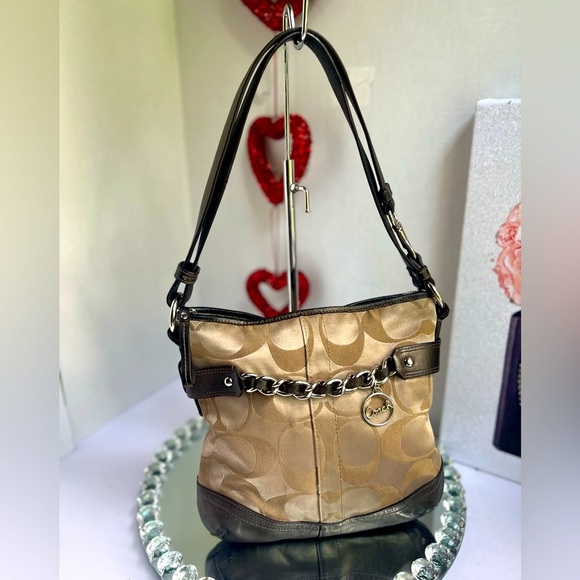 Coach Beige and Brown canvas and leather Shoulder Bag adjustable strap - Picture 12 of 12